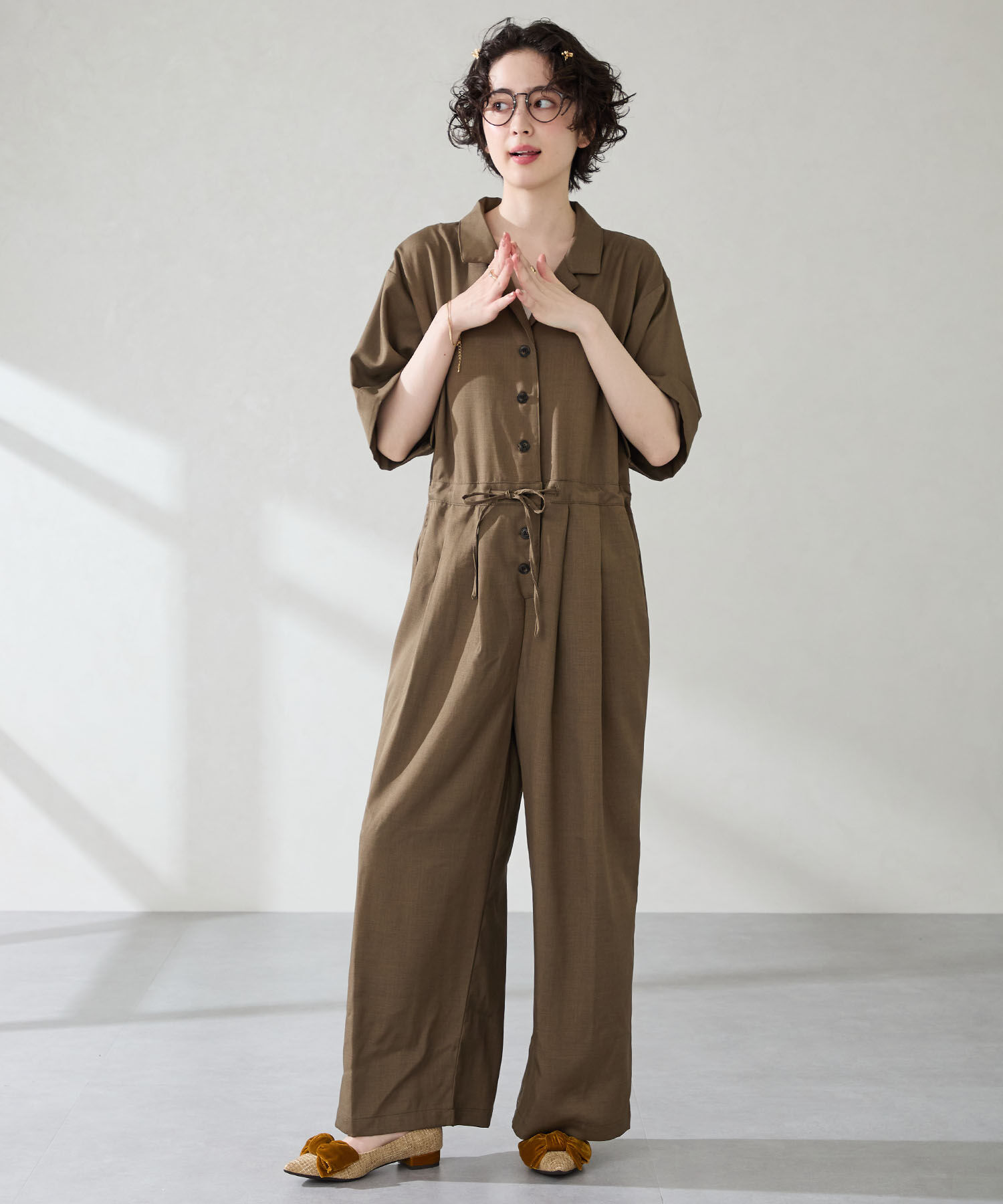 ORiental TRaffic「●2025秋冬新作●ベロアリボン&times;ツイード フラット パンプス /51302」|パンプス|