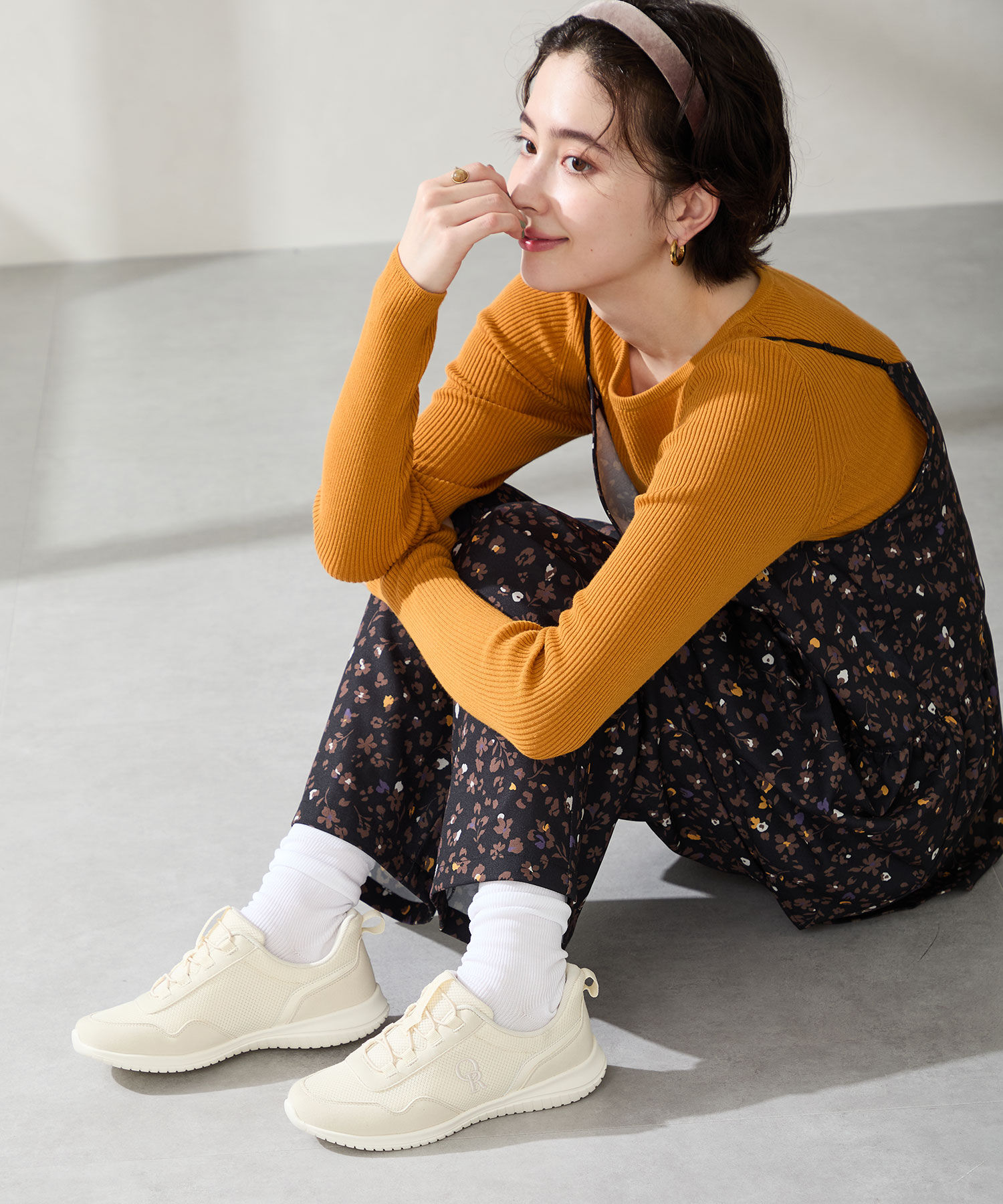 ORiental TRaffic「●2025秋冬新作●【瞬間フィット】 ゴム シューレース スニーカー /OT3786 ハンズフリー」|スニーカー|BEIGE