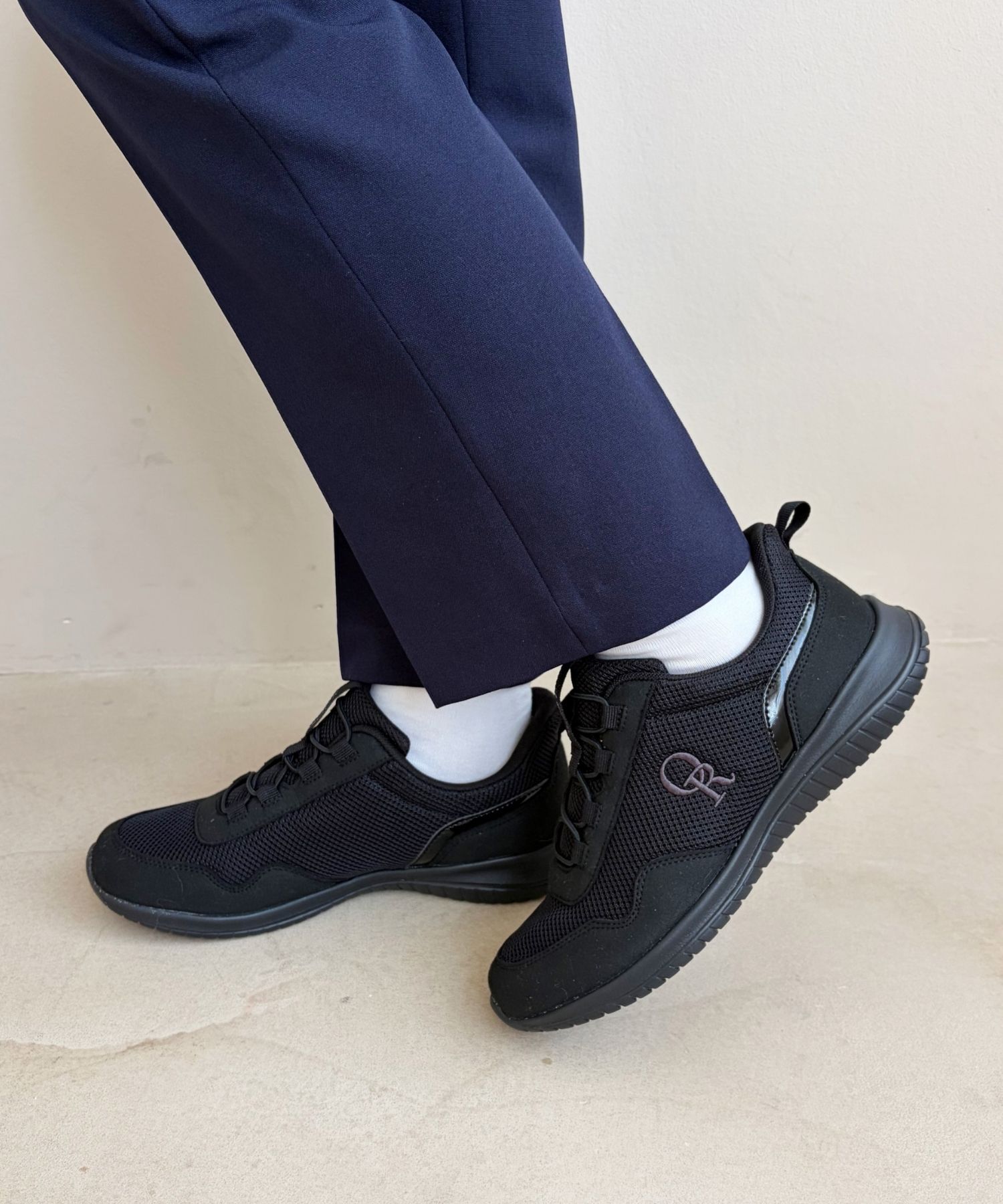 ORiental TRaffic「●2025秋冬新作●【瞬間フィット】 ゴム シューレース スニーカー /OT3786 ハンズフリー」|スニーカー|BLACK