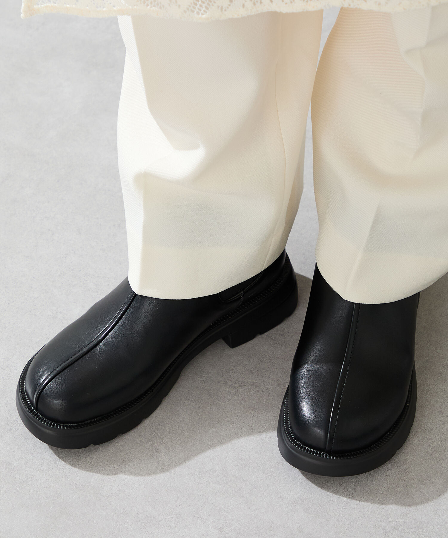 ORiental TRaffic「●2025秋冬新作●ラウンドトゥ サイドゴアブーツ /51414」|ショートブーツ|BLACK