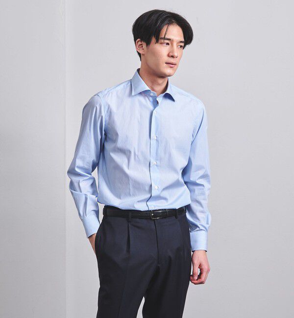 UNITED ARROWS「ALBINI/ヘアラインストライプ　セミワイドカラーシャツ」|シャツ・ブラウス|