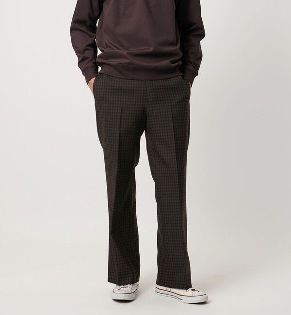 UNITED ARROWS「モダンチェック ノープリーツ ワイドストレート パンツ」|その他|OLIVE
