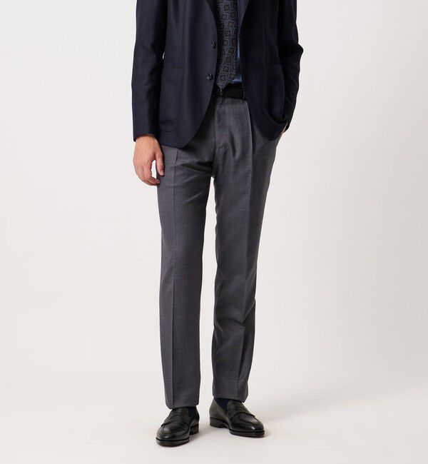 UNITED ARROWS「サージ テーパード 1プリーツ スラックス」|スラックス|MD.GRAY