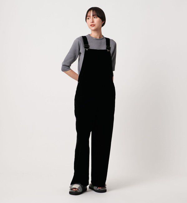 UNITED ARROWS「ベルベット サロペット パンツ」|オールインワン|BLACK