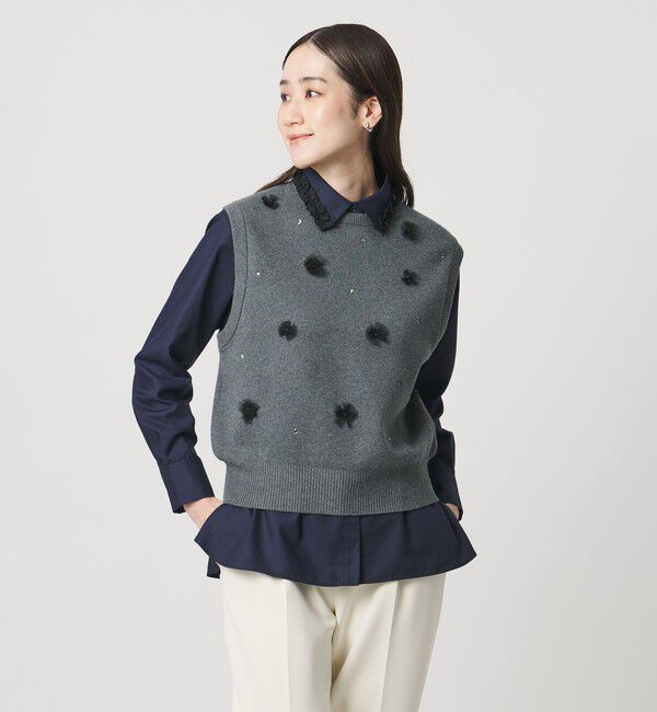 UNITED ARROWS「ミニフリルシャツ‐ウォッシャブル‐」|シャツ・ブラウス|NAVY