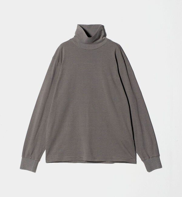 UNITED ARROWS「＜Yonetomi＞GARMENT DYED BORDER T-SHIRT/ボーダー タートルネック ロングTシャツ」|Tシャツ・カットソー|DK.GRAY