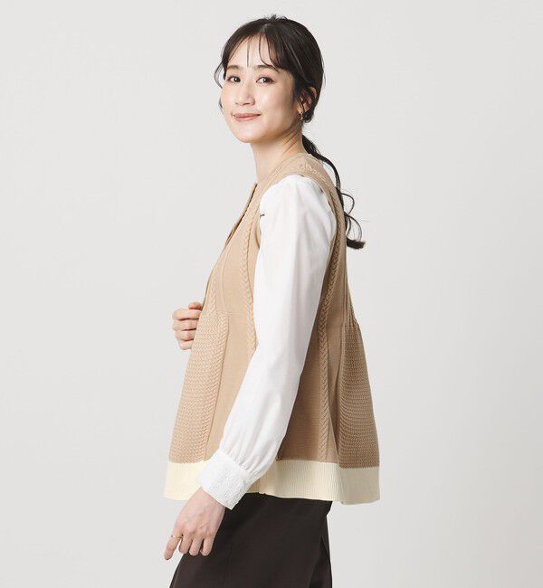 UNITED ARROWS「ケーブル ペプラム ノースリーブ ニット ベスト ‐ウォッシャブル‐」|ベスト・ジレ|