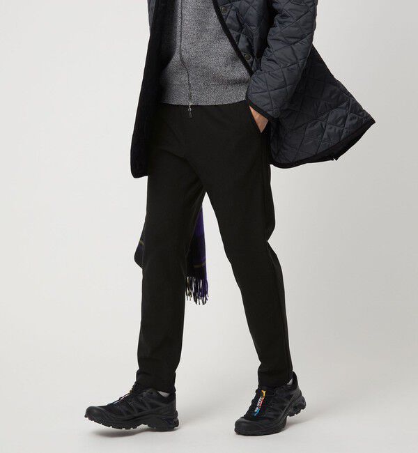 UNITED ARROWS「ウィンター ピケ オールギャザー イージーパンツ」|チノ|BLACK