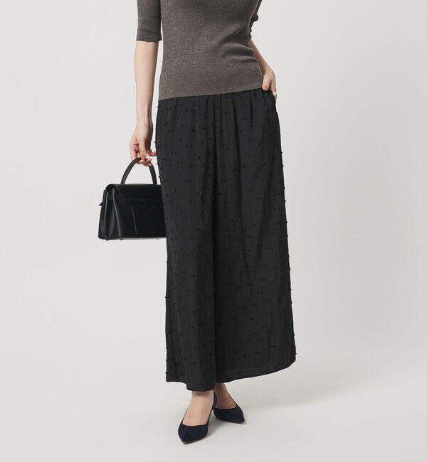 UNITED ARROWS「ドットカットジャガード イージー ワイド パンツ ‐ウォッシャブル‐」|チノ|BLACK