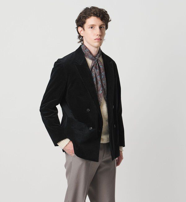 UNITED ARROWS「コーデュロイ オーディナリー 4ボタン ダブル ジャケット」|テーラードジャケット|BLACK