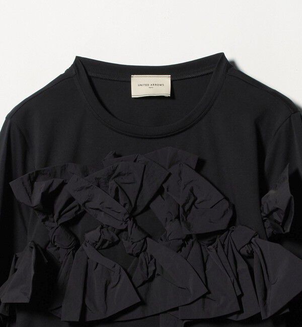 UNITED ARROWS「リボン コンビ パフスリーブ カットソー ‐ウォッシャブル‐」|Tシャツ・カットソー|