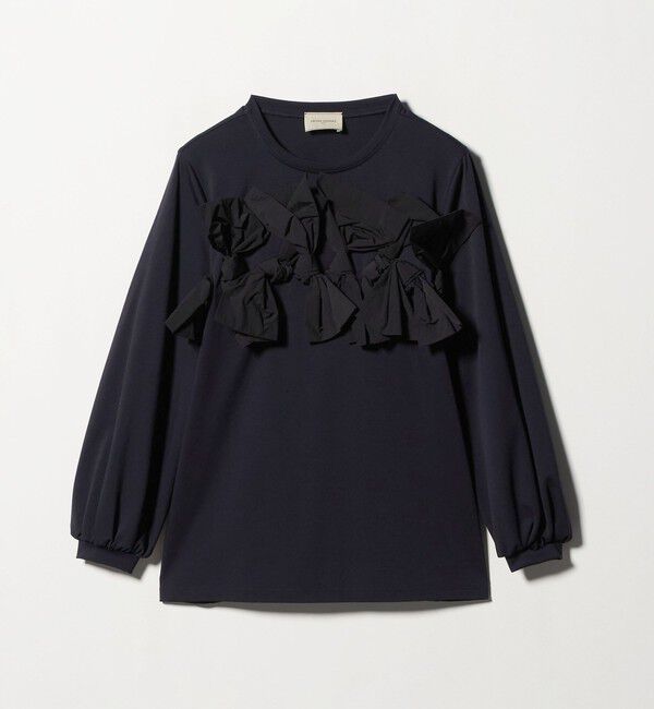 UNITED ARROWS「リボン コンビ パフスリーブ カットソー ‐ウォッシャブル‐」|Tシャツ・カットソー|