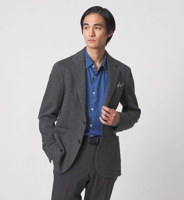 UNITED ARROWS「ハウンドトゥース ジャージ シングル2ボタン テーラードジャケット COMFORT EASY‐MODEL」|テーラードジャケット|