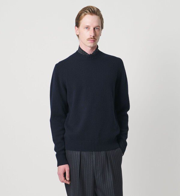 UNITED ARROWS「＜SOVEREIGN＞BIAGIOLI MODESTO ウール/カシミヤ クルーネック ニット」|ニット・セーター|NAVY