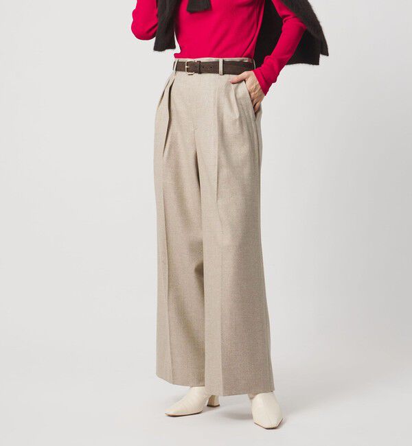 UNITED ARROWS「ツイードライク 2タック ワイド パンツ」|チノ|NATURAL