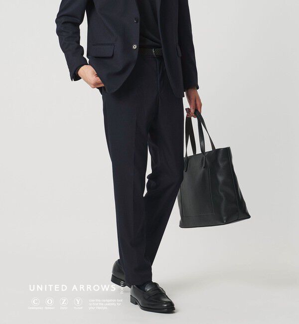 UNITED ARROWS「ホームスパン ジャージー ノープリーツ パンツ UA COZY ウォッシャブル ヨコストレッチ 防しわ」|スーツ|NAVY