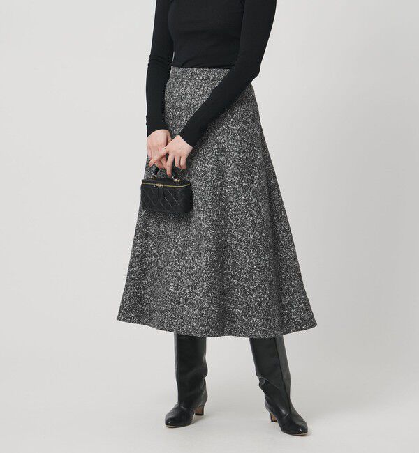 UNITED ARROWS「シルクネップ ツイードライク スカート」|フレア|BLACK