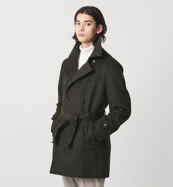 UNITED ARROWS「ウール カシミヤ ビーバー ショートトレンチコート」|トレンチコート|DK.GREEN