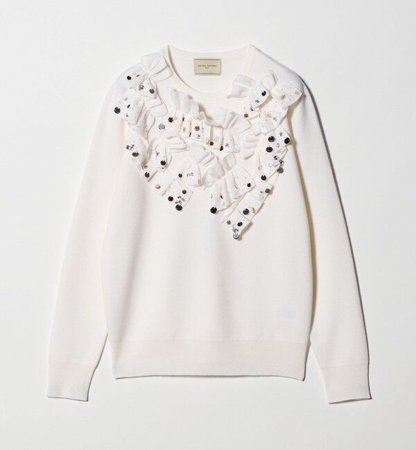 UNITED ARROWS「フリル ビジュー ニット」|ニット・セーター|