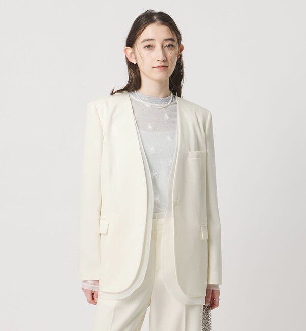 UNITED ARROWS「オーガンジー コンビ ジャケット」|ノーカラージャケット|