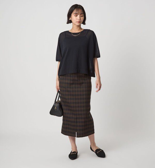 UNITED ARROWS green label relaxing「［size SHORTあり］キチントボトムス Iライン スリム タイト スカート ギンガムチェック」|タイト|