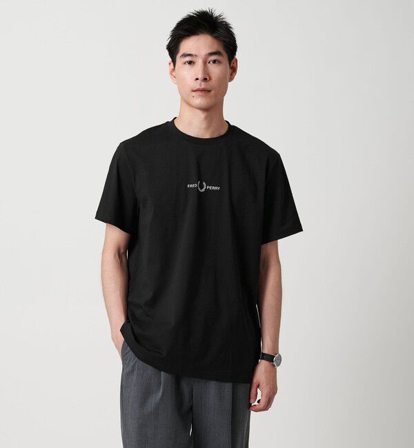 UNITED ARROWS green label relaxing「＜FRED PERRY＞エンブロイダリー ショートスリーブ Tシャツ」|Tシャツ・カットソー|BLACK