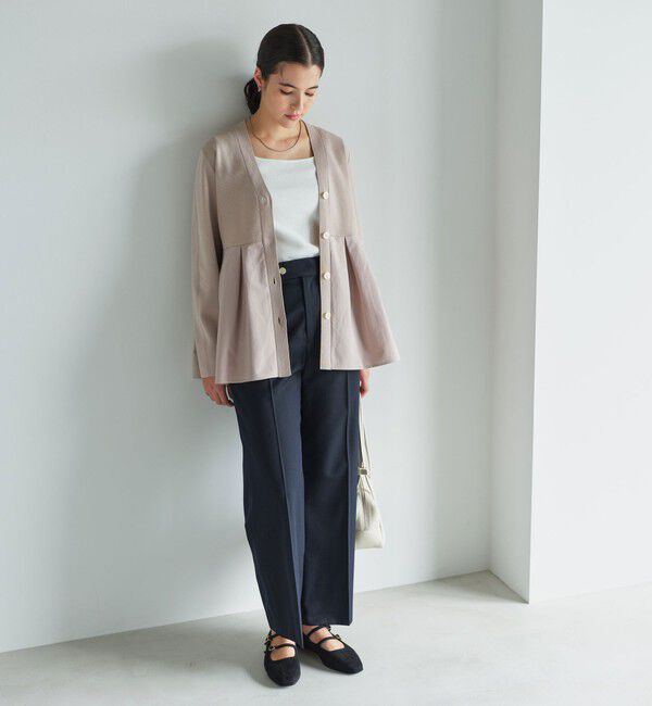 UNITED ARROWS green label relaxing「ドッキング ペプラム Vネック ニット カーディガン -ウォッシャブル-」|カーディガン|