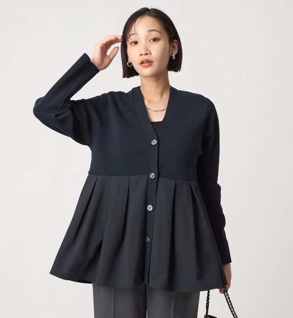 UNITED ARROWS green label relaxing「ドッキング ペプラム Vネック ニット カーディガン -ウォッシャブル-」|カーディガン|