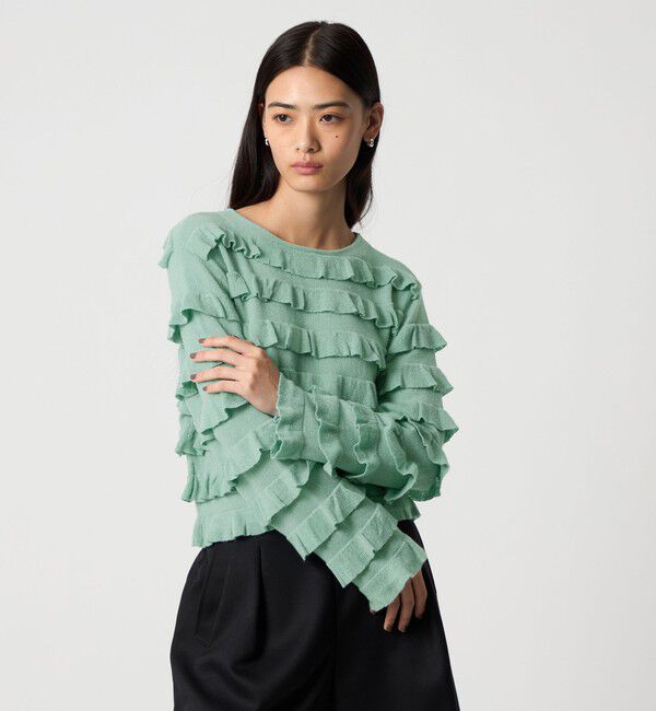 EMMEL REFINES「＜EMMEL REFINES＞EM ティアード ミニフリル 2WAY カーディガン」|カーディガン|