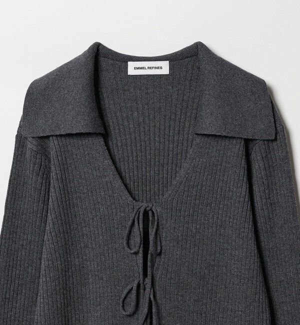 EMMEL REFINES「＜EMMEL REFINES＞EM フロントリボン エリツキ ニット」|ニット・セーター|