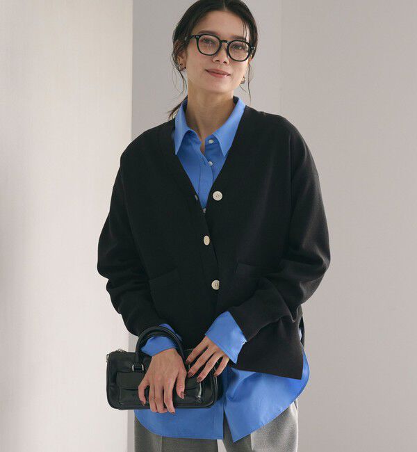 UNITED ARROWS green label relaxing「パフニット カーディガン ウォッシャブル」|カーディガン|BLACK