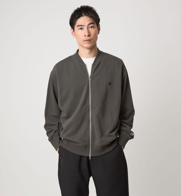 UNITED ARROWS green label relaxing「【別注】＜Champion＞スウェット ジップ リブ ブルゾン」|カーディガン|BLACK