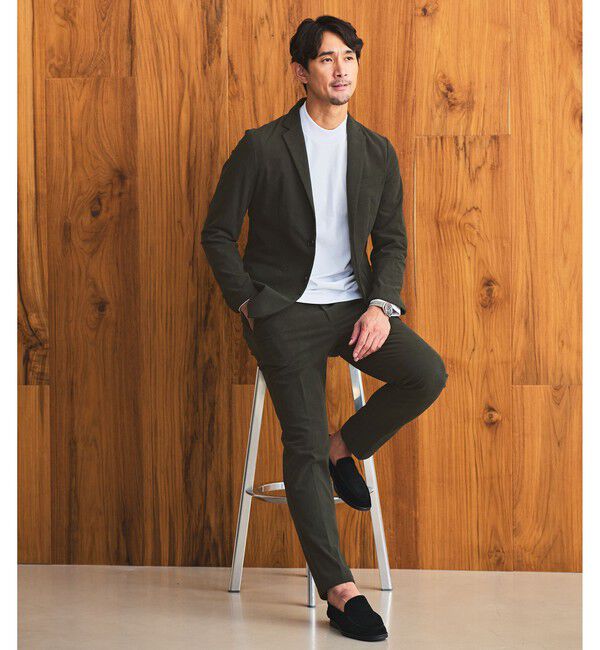 UNITED ARROWS green label relaxing「【WEB限定】JUST fit コーデュロイ ナロー セットアップ -ストレッチ-」|テーラードジャケット|OLIVE