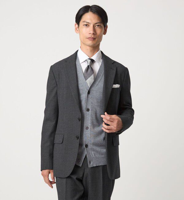 UNITED ARROWS green label relaxing「A+ TWPU バーズアイ 2B スリム ジャケット -ウォッシャブル・ストレッチ-」|テーラードジャケット|