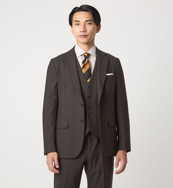 UNITED ARROWS green label relaxing「A+ TWPU バーズアイ 2B スリム ジャケット -ウォッシャブル・ストレッチ-」|テーラードジャケット|DK.BROWN