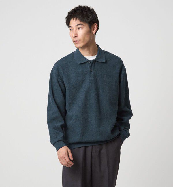 UNITED ARROWS green label relaxing「ワッフル 長袖 ポロシャツ カットソー」|ポロシャツ|TURQUOISE