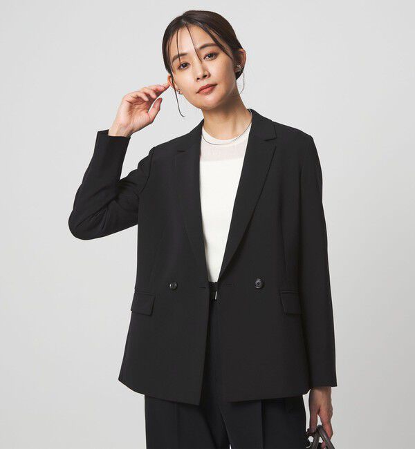 UNITED ARROWS green label relaxing「［size SHORTあり］パウドレ ダブル ジャケット ウォッシャブル ストレッチ」|テーラードジャケット|BLACK