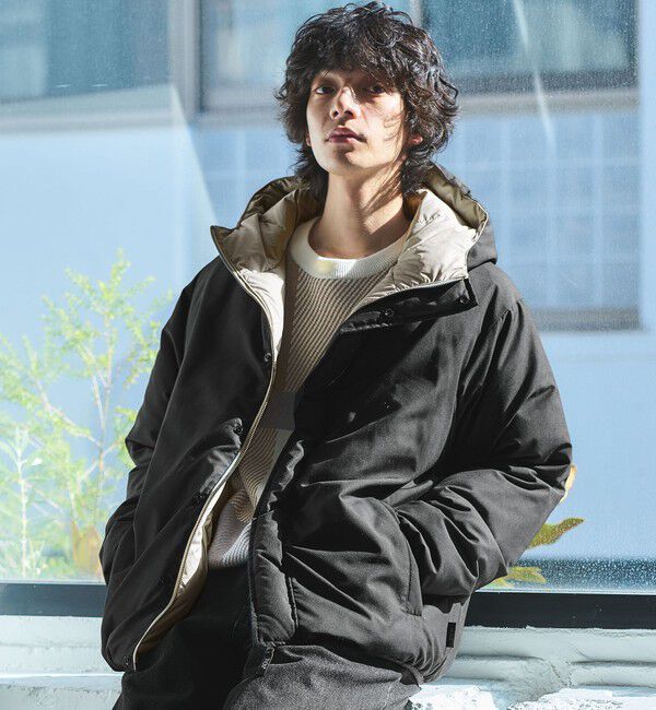 UNITED ARROWS green label relaxing「【別注】＜TAION＞リバーシブル ダウン フーディ ジャケット」|ダウン|BLACK