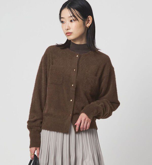 UNITED ARROWS green label relaxing「フラッフ フェザーヤーン ゴールドカラーボタン ニット カーディガン」|カーディガン|DK.BROWN