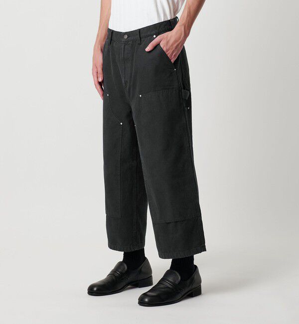 MONKEY TIME「ガーメントダイ ダック ダブルニー アンクル パンツ」|チノ|BLACK