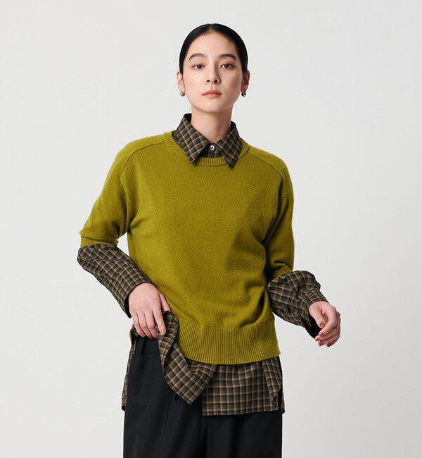 BEAUTY&YOUTH UNITED ARROWS「カシミヤ クルーネック ショートスリーブニット」|ニット・セーター|OLIVE