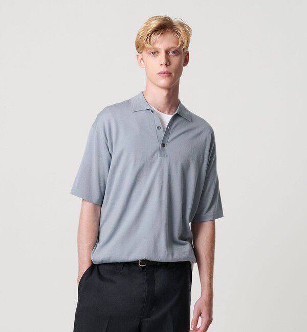 BEAUTY&YOUTH UNITED ARROWS「SPIFFY ウール 3B ショートスリーブ ポロシャツ ウォッシャブル」|ニット・セーター|LT.BLUE