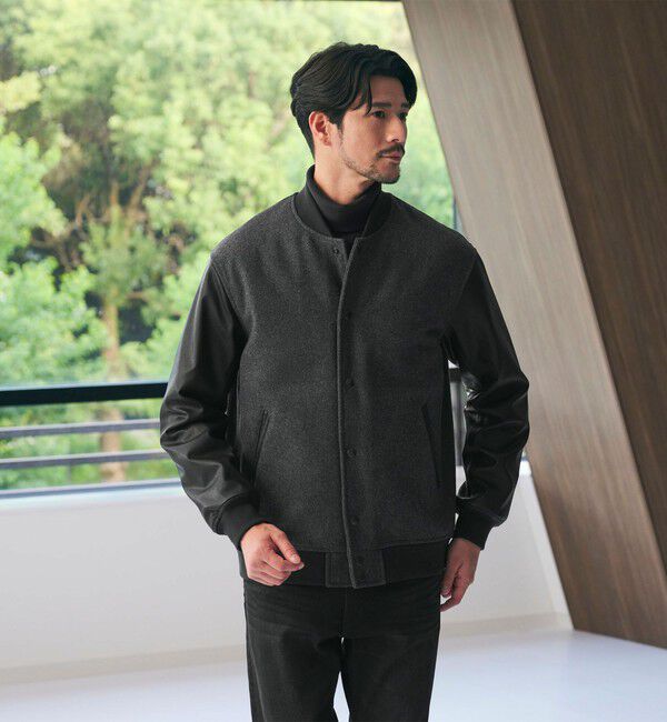 BEAUTY&YOUTH UNITED ARROWS「【WEB限定 WARDROBE SMART】グレーメルトン レザーライク スタジャン」|ブルゾン・スタジャン|DK.GRAY
