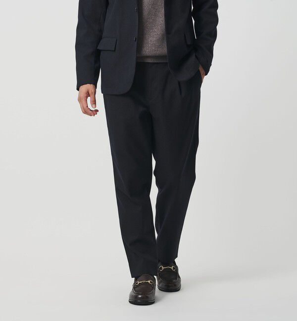 BEAUTY&YOUTH UNITED ARROWS「エコフルフラン 1プリーツ テーパード パンツ NO.5 セットアップ対応」|チノ|NAVY