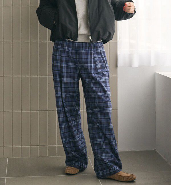 BEAUTY&YOUTH UNITED ARROWS「コットンフランネルチェック バックゴムワイドパンツ」|その他|NAVY