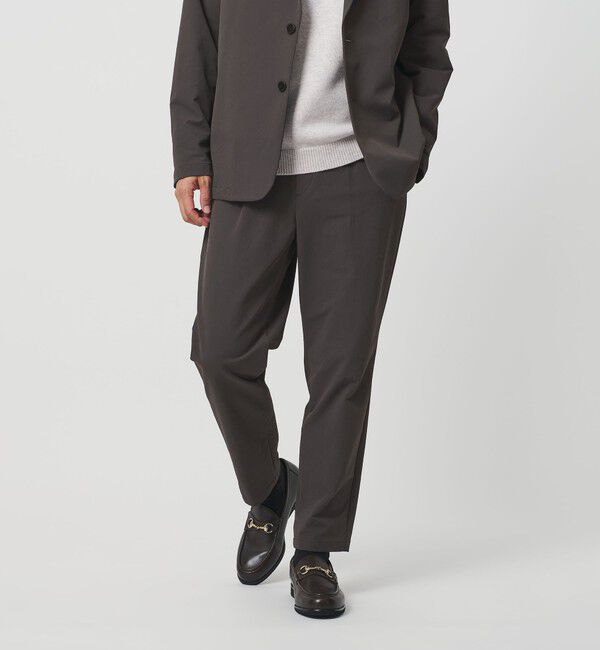 BEAUTY&YOUTH UNITED ARROWS「KOMATSU PACK URK 1プリーツ テーパード パンツ ストレッチ セットアップ対応 裏起毛」|チノ|DK.GRAY