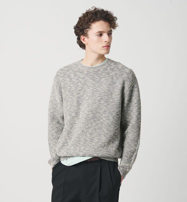 BEAUTY&YOUTH UNITED ARROWS「ガーター ステッチ スラブ クルーネック ニット ウォッシャブル」|ニット・セーター|MD.GRAY