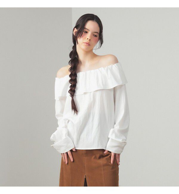 Ray BEAMS 「ラッフル オフショルダー ブラウス」|シャツ・ブラウス|WHITE
