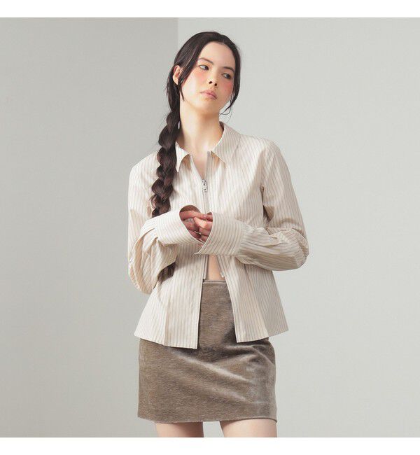 Ray BEAMS 「ストライプ ジップ シャツ」|シャツ・ブラウス|