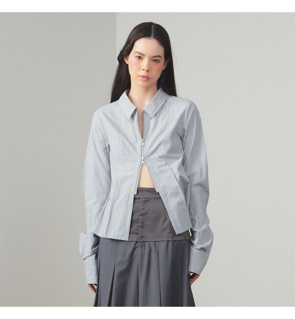 Ray BEAMS 「ストライプ ジップ シャツ」|シャツ・ブラウス|